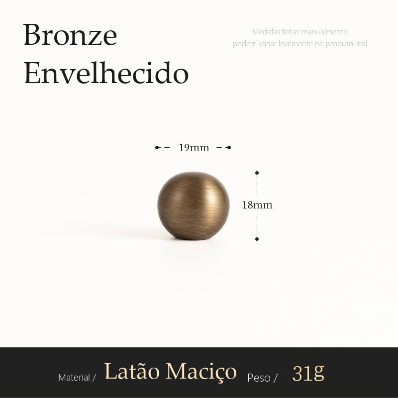 Puxador Reggio Bronze Envelhecido Ponto 19 mm - Estilo B - medidas