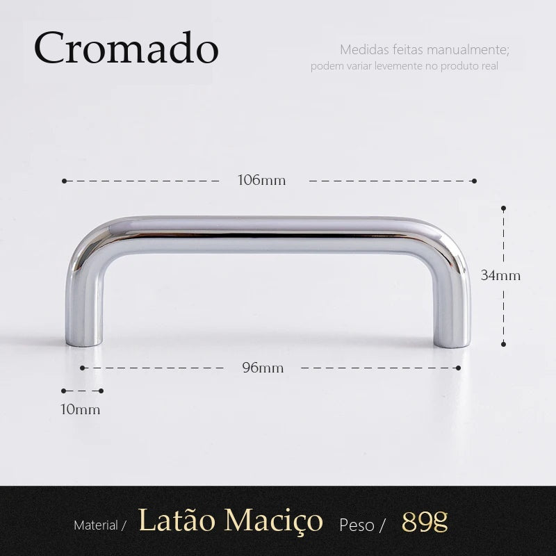 Puxador Savona Cromado Alça 96 mm - medidas
