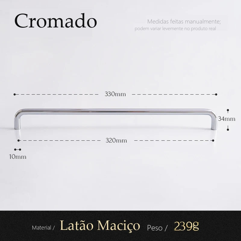 Puxador Savona Cromado Alça 320 mm - medidas