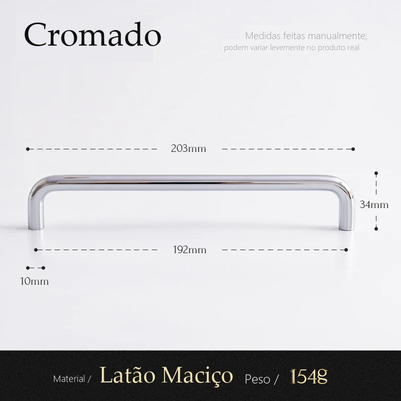 Puxador Savona Cromado Alça 192 mm - medidas