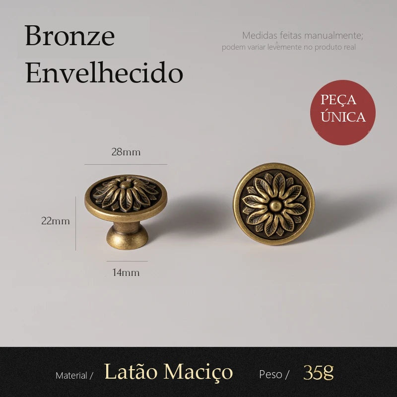 Puxador Sorano Bronze Envelhecido Ponto 28 mm - medidas
