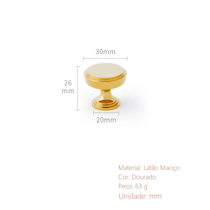 Puxador Taranto Dourado Ponto 30 mm - medidas