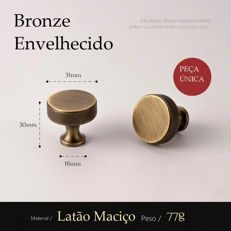 Puxador Termoli Bronze Envelhecido Ponto 31 mm - medidas