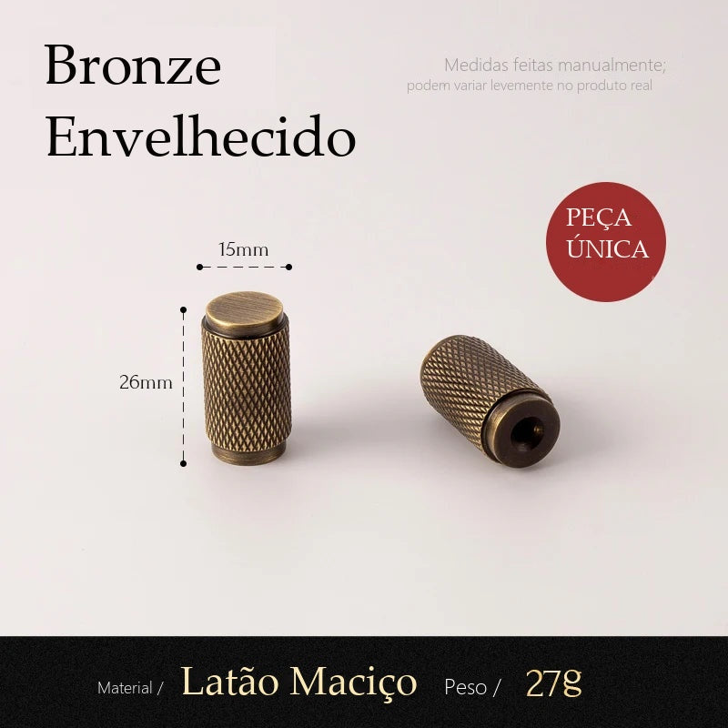 Puxador Termoli Bronze Envelhecido Ponto 15 mm - medidas