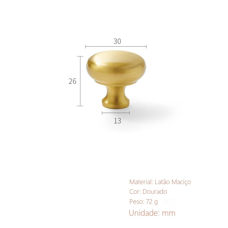 Puxador Urbino Dourado Escovado Ponto 30 mm - medidas