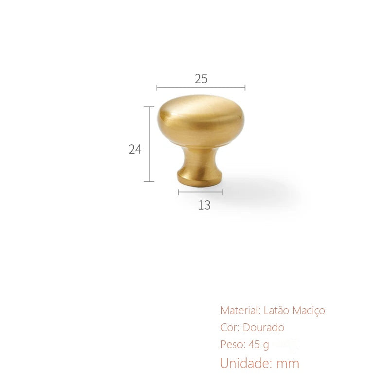 Puxador Urbino Dourado Escovado Ponto 25 mm - medidas