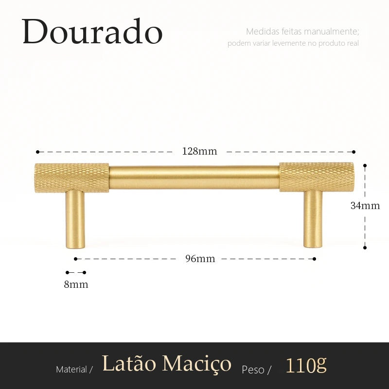 Puxador Viterbo Dourado Escovado Alça 96 mm - medidas
