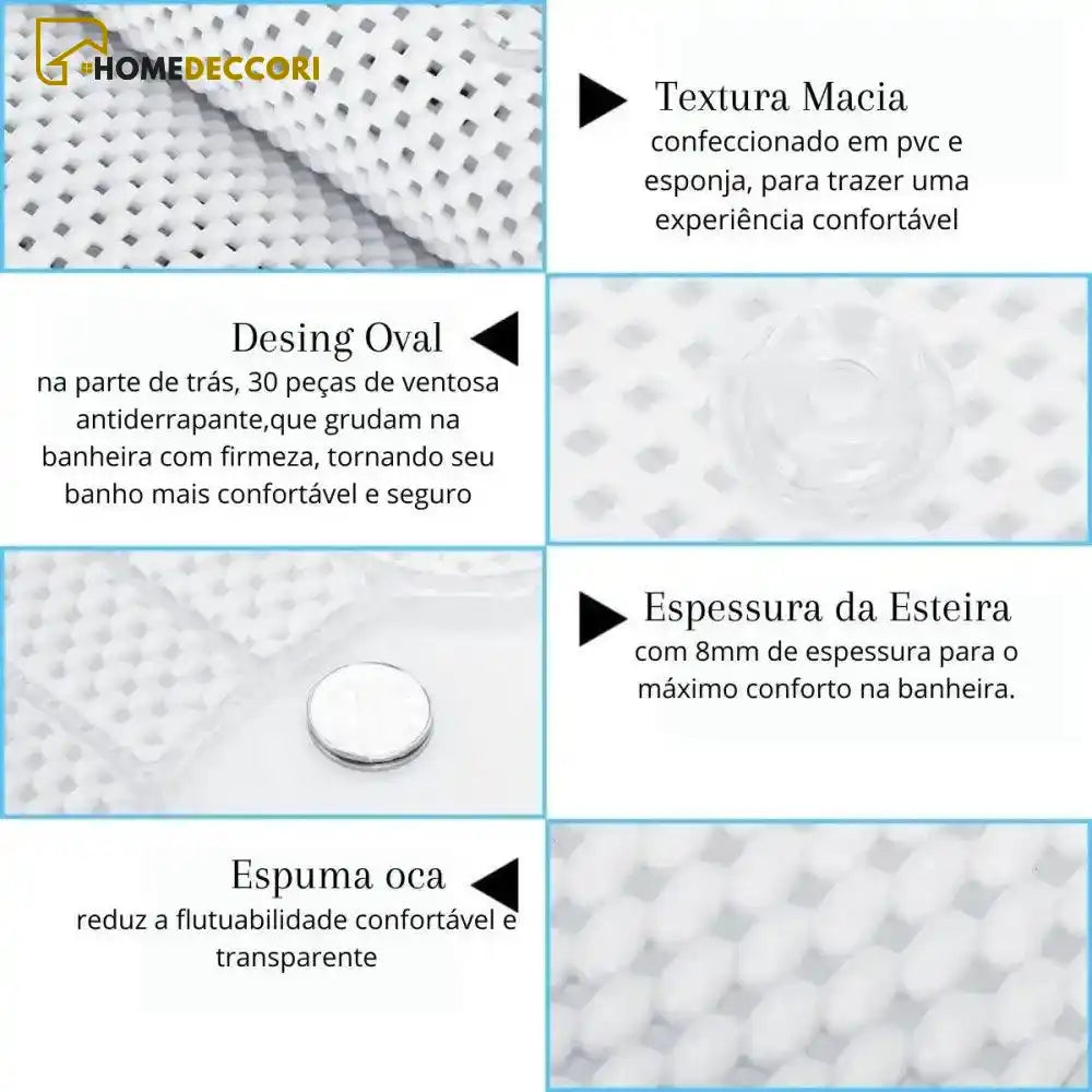 Tapete Para Banheira Com Travesseiro Spa 3D Antiderrapante - Homedeccori