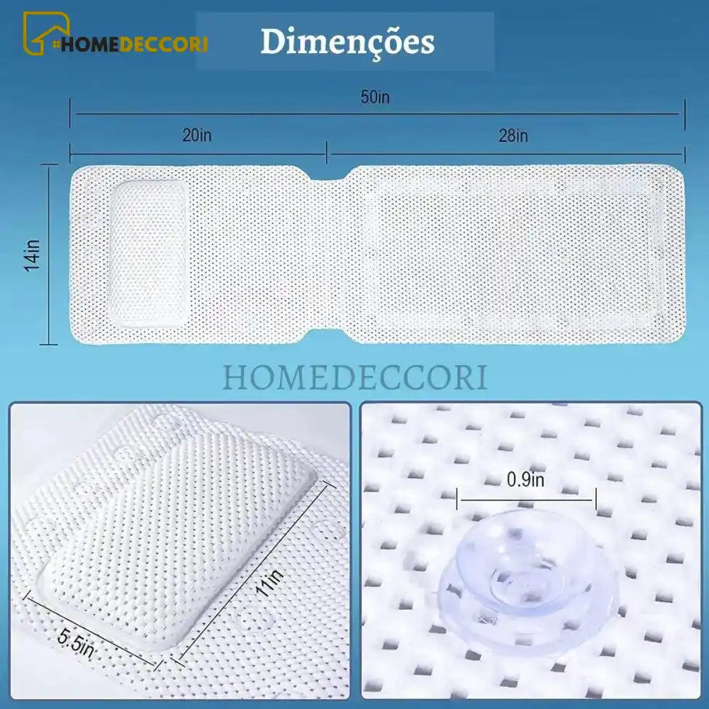 Tapete Para Banheira Com Travesseiro Spa 3D Antiderrapante - Homedeccori