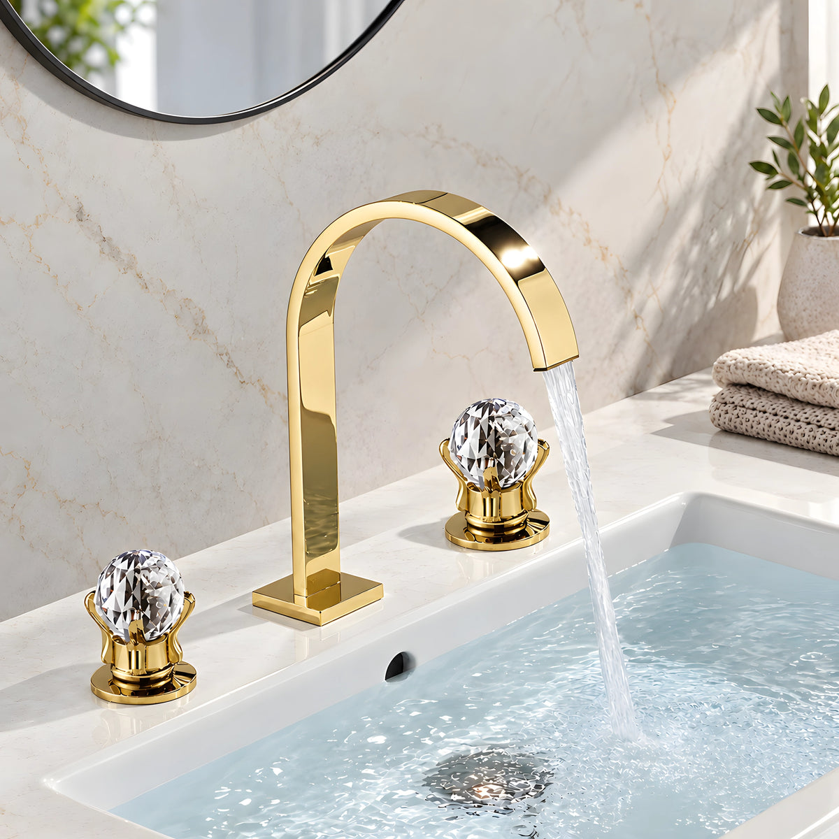 Torneira para banheiro Lux Cristal dourado polido - Homedeccori