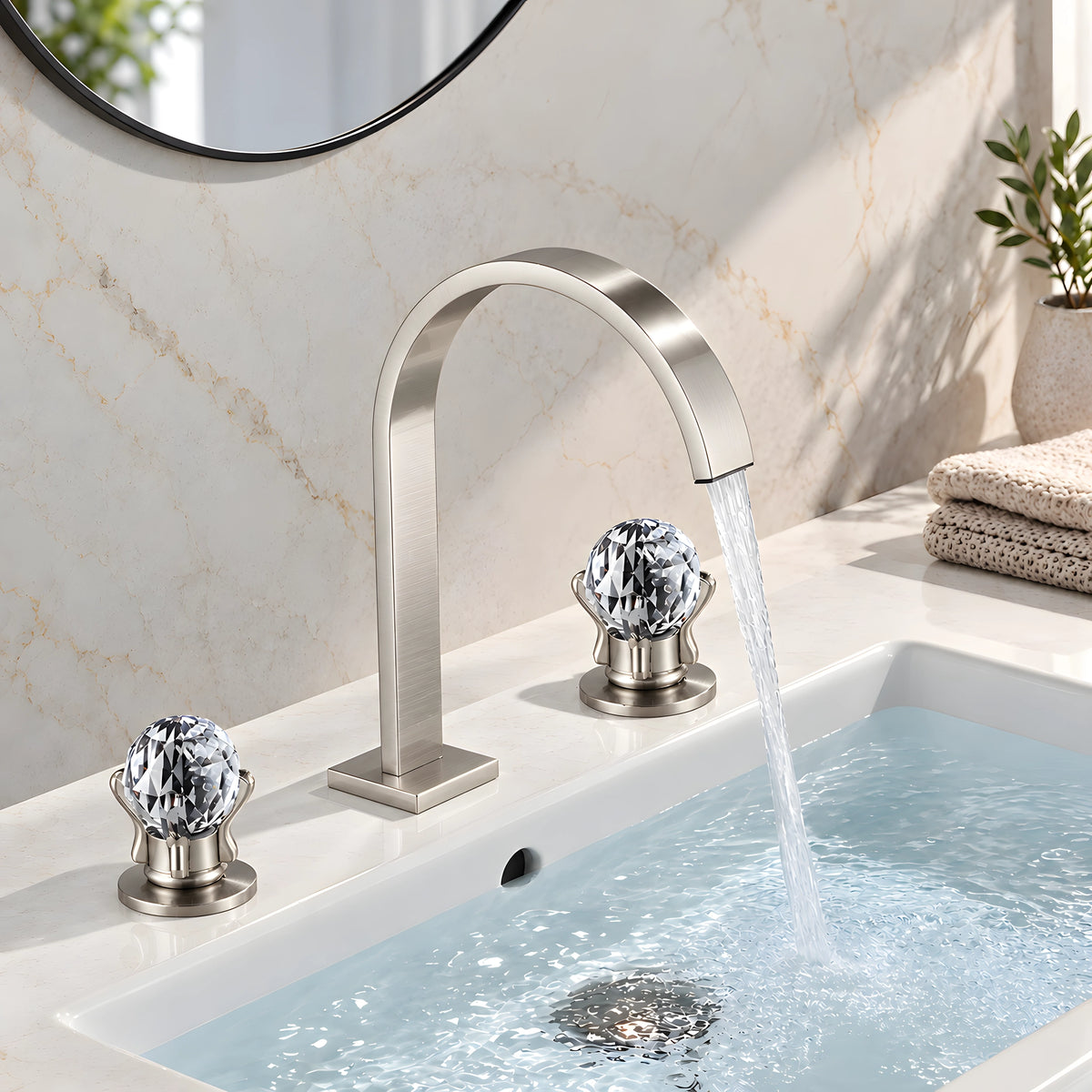 Torneira para banheiro Lux Cristal níquel escovado - Homedeccori
