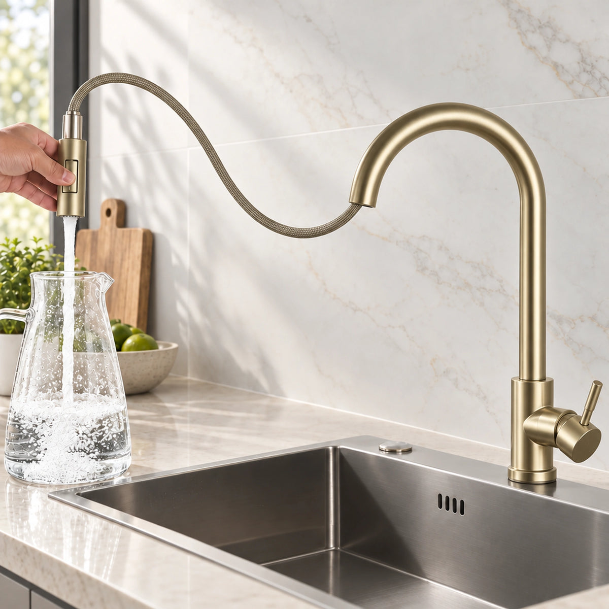 Torneira gourmet Sovrano dourado escovado - Homedeccori