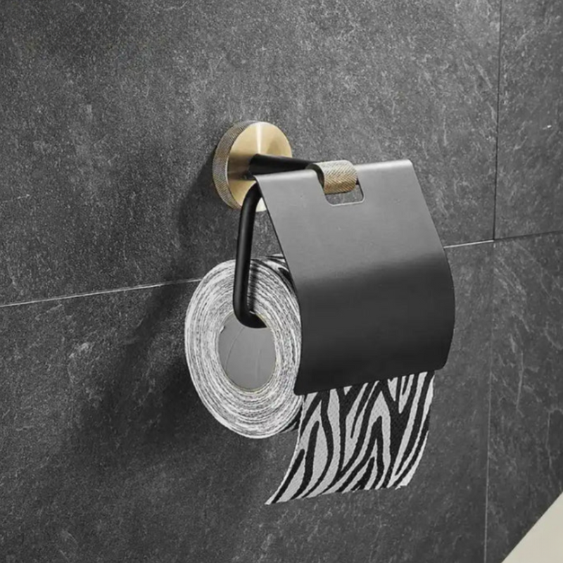 Acessórios Para Banheiro Inox Preto Com Dourado Latakia Luxe