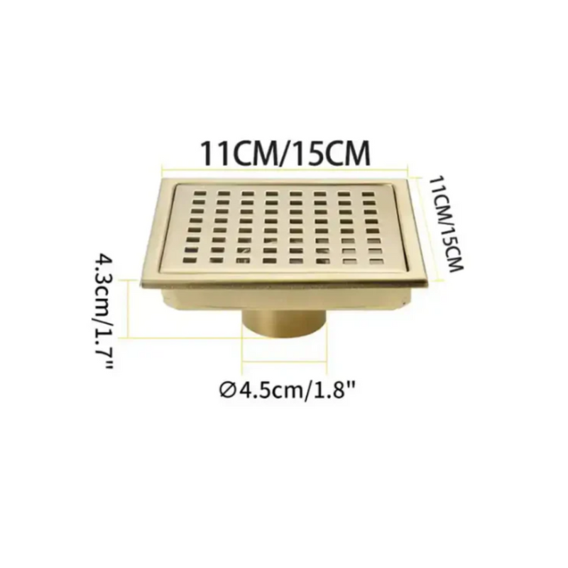 Ralo De Banheiro Quadrado Inox Grelha Com Coletor 11cm/15cm