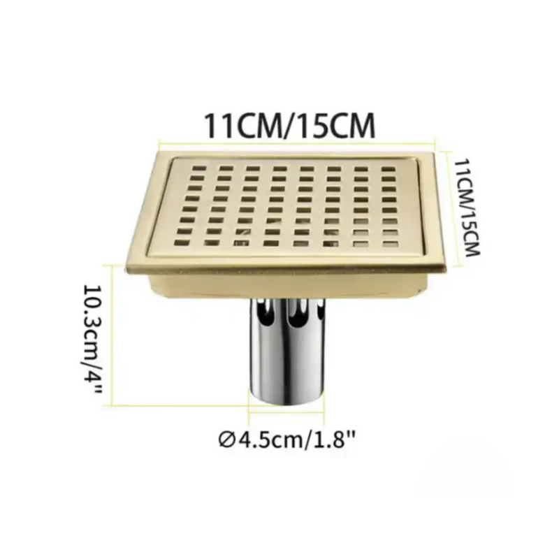 Ralo De Banheiro Quadrado Inox Grelha Com Coletor 11cm/15cm
