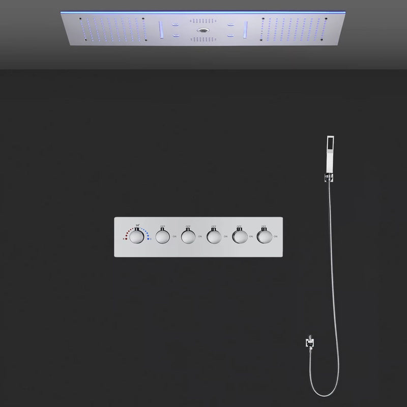Ducha De Teto Spa Inox Aura Jet 90x30cm Com LED E Som | Homedeccori