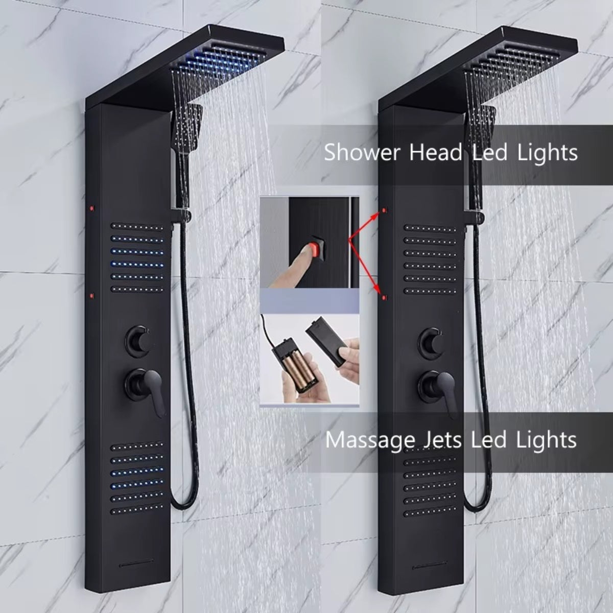 Ducha Vertical Com Hidro Inox Led Spa Neojet | Importado dos EUA