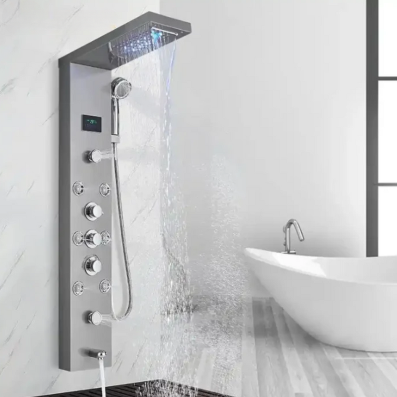 Ducha Vertical Com Hidro Cascata Led Inox AquaRelax