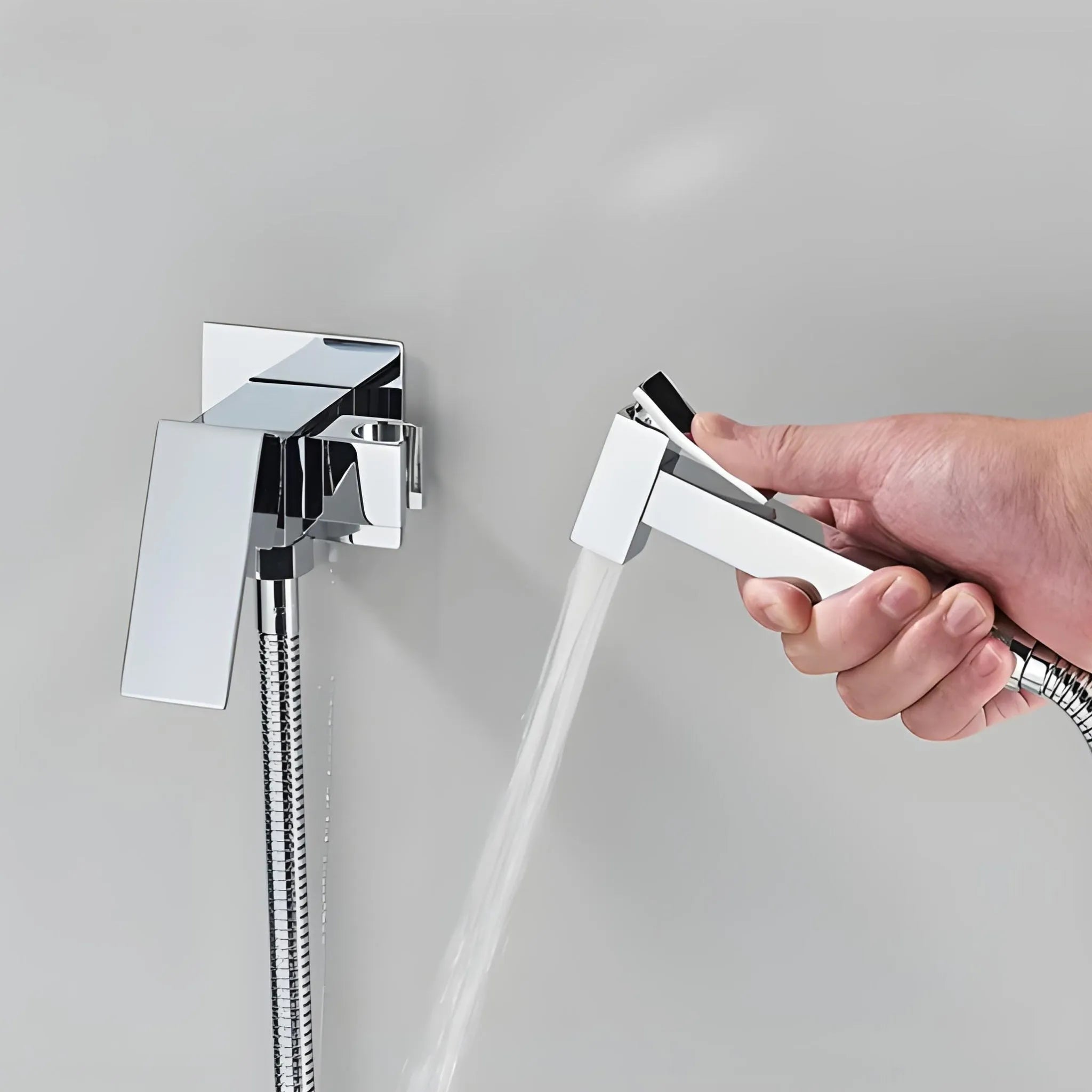 Ducha Higiênica Monocomando Inox AquaFresh Spray Bidê Parede