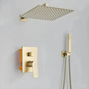 Chuveiro A Gás Inox Quadrado Parede Ouro Escovado Ultraslim