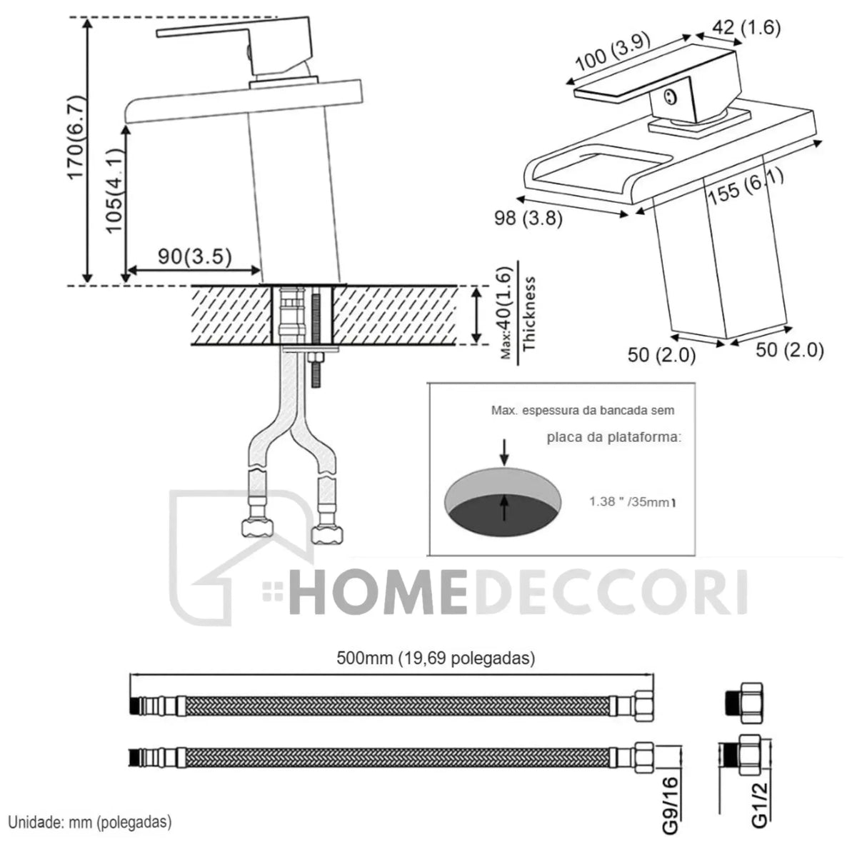 Torneira Para Banheiro Monocomando Com Led LumiFlow