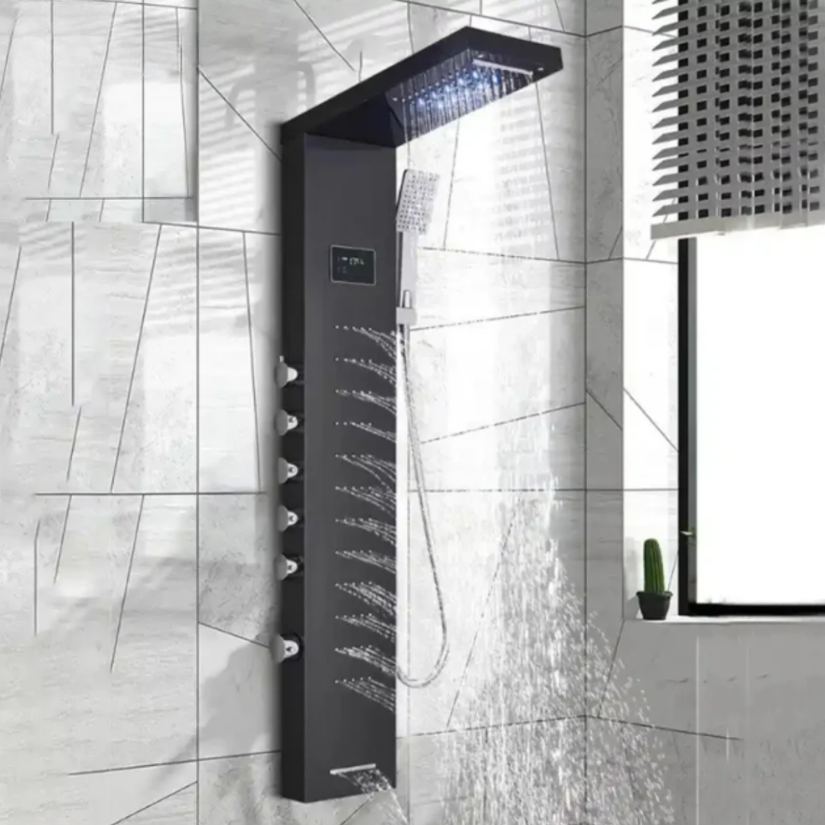 Ducha Vertical Spa Infinity Homedeccori em inox com display digital e hidromassagem