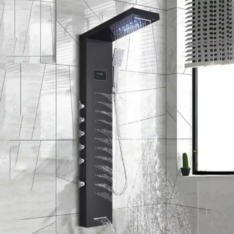 Ducha Vertical Spa Infinity Hidromassagem Cascata Led Display Digital Inox