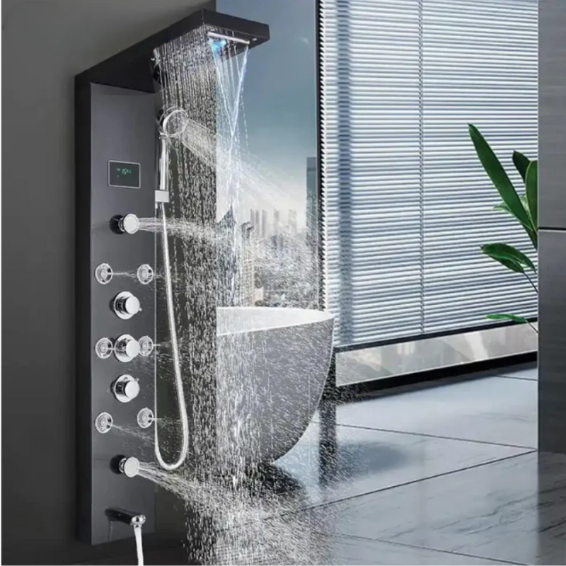 Ducha Vertical Com Hidro Cascata Led Inox AquaRelax