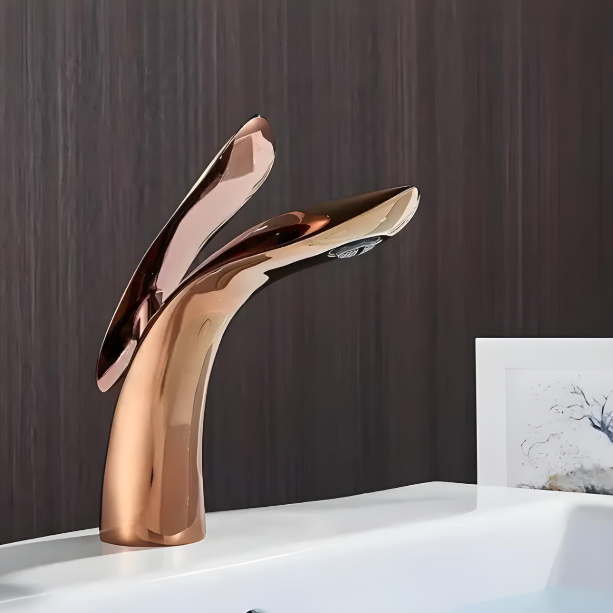 Torneira para banheiro monocomando misturador Persa da Home Deccori em acabamento rose gold