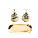 Porta Sabonete Líquido Dourado 400ml ceramica e aço inox Gold Gleam