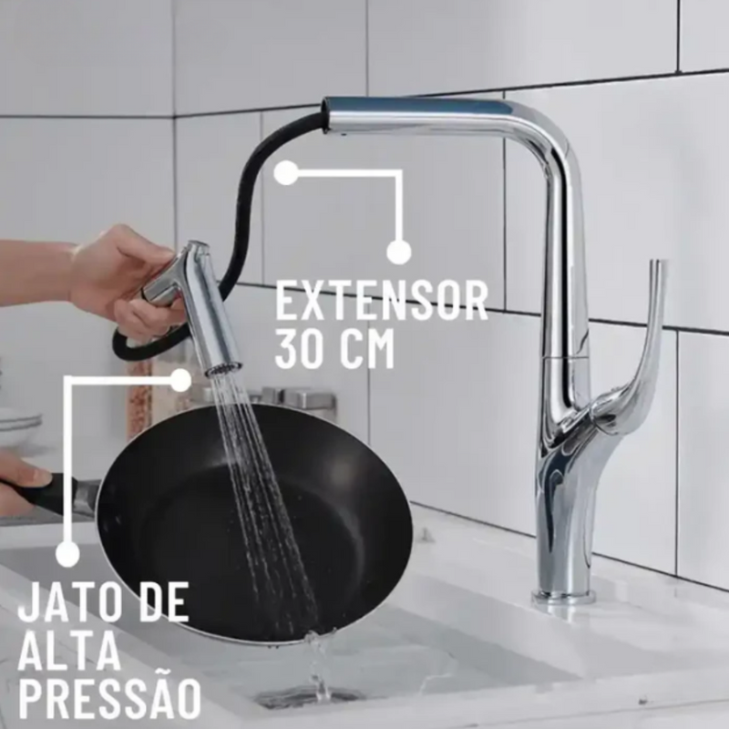 Torneira Gourmet Cozinha Misturador Monocomando Extensível Bancada Jasmine