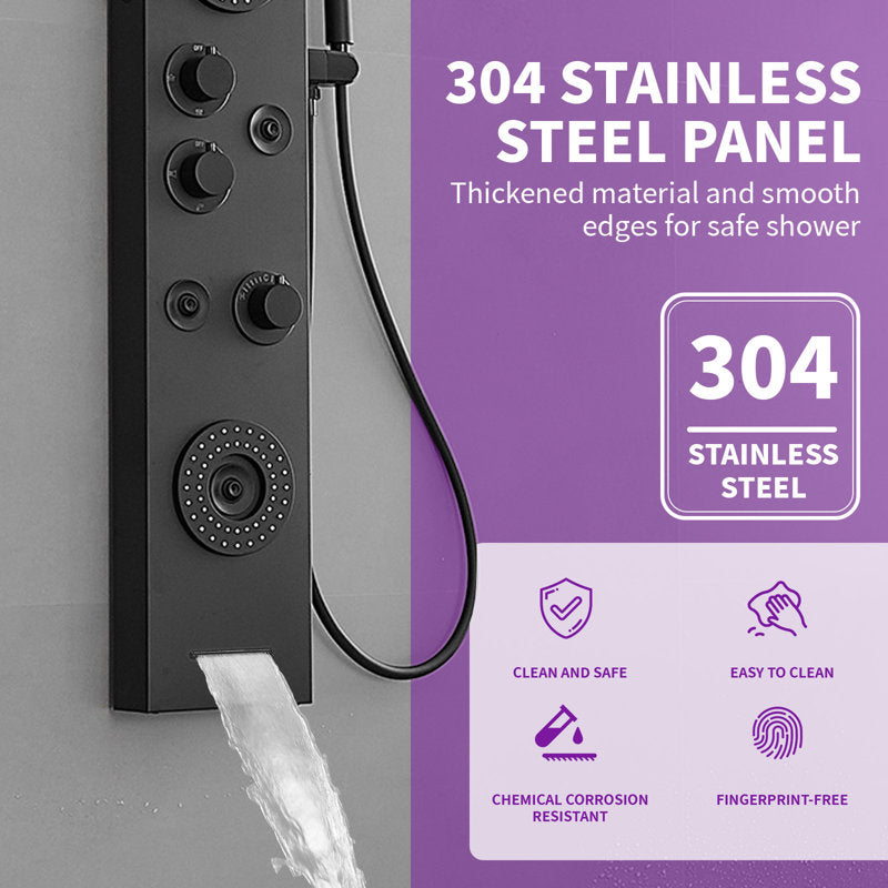 51.57" Shower Panel  shower system  with Adjustable Shower Head, Matte Black