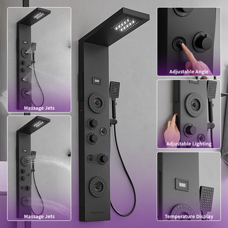 51.57" Shower Panel  shower system  with Adjustable Shower Head, Matte Black