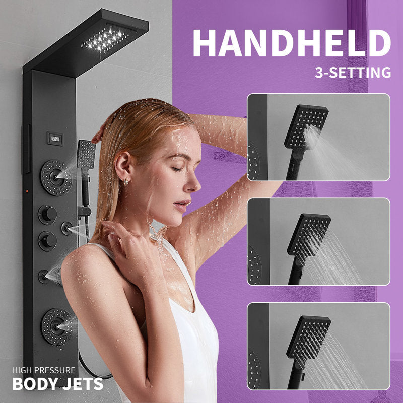 51.57" Shower Panel  shower system  with Adjustable Shower Head, Matte Black