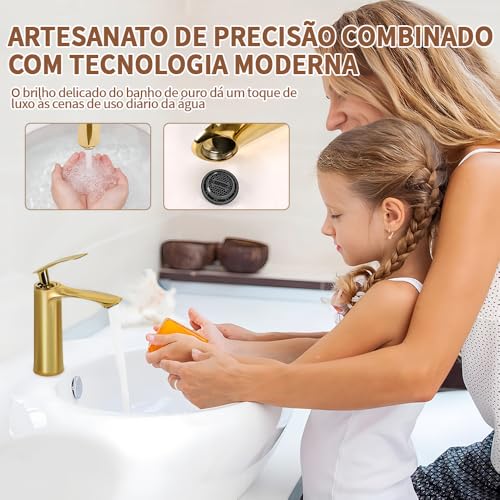 Torneira Pia Banheiro, Torneira Monocomando Banheiro, Torneira Banheiro Dourada|B0FVL8NQ6B