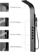 Ducha Vertical Inox Com Hidro Spa 4 Funções Black Sea