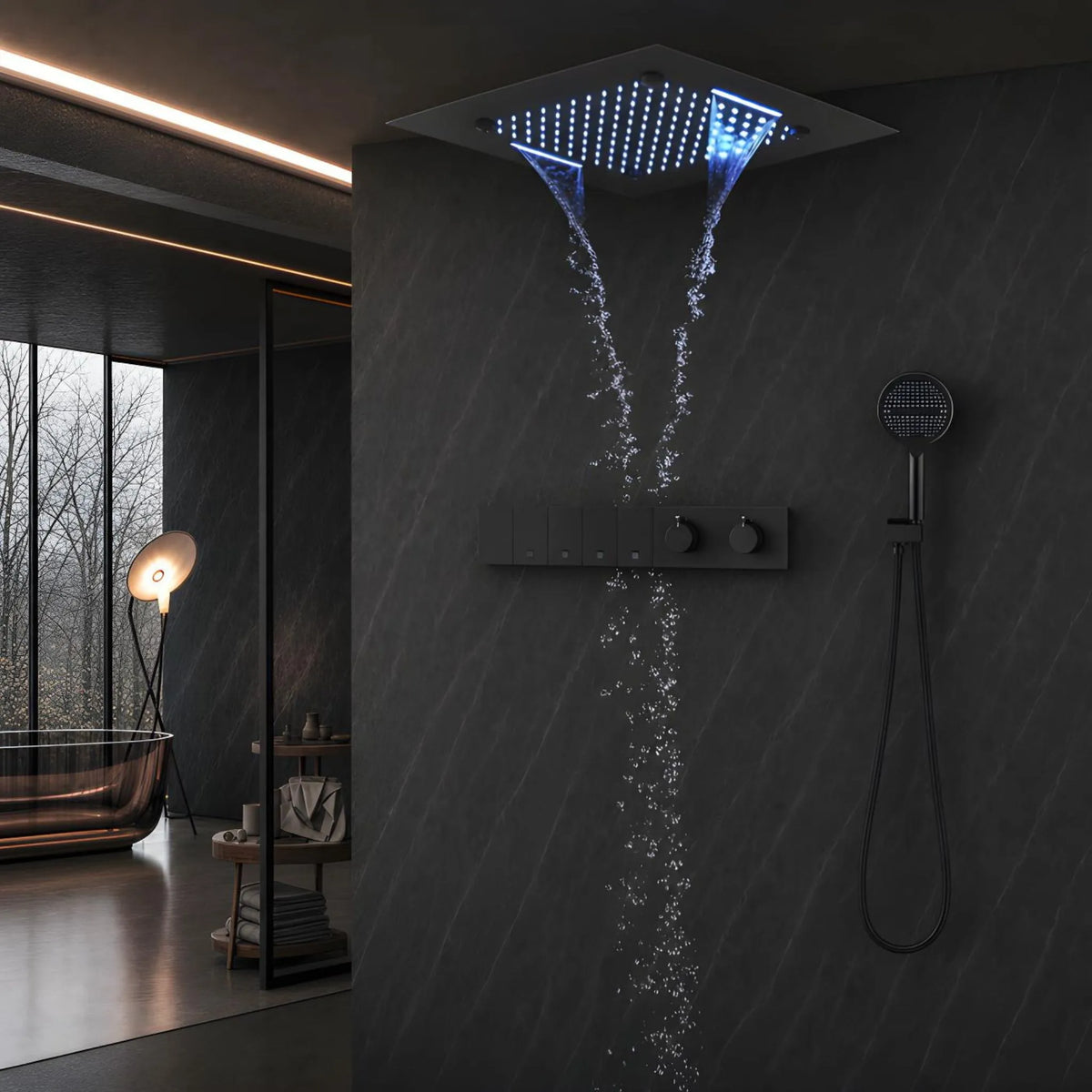 Ducha De Teto Embutir Inox 50x50 LED Bluetooth Cascata Soleil - Homedeccori