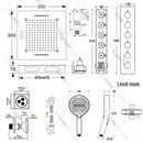 Ducha De Teto Embutir Inox 50x50 LED Bluetooth Spa Zenith