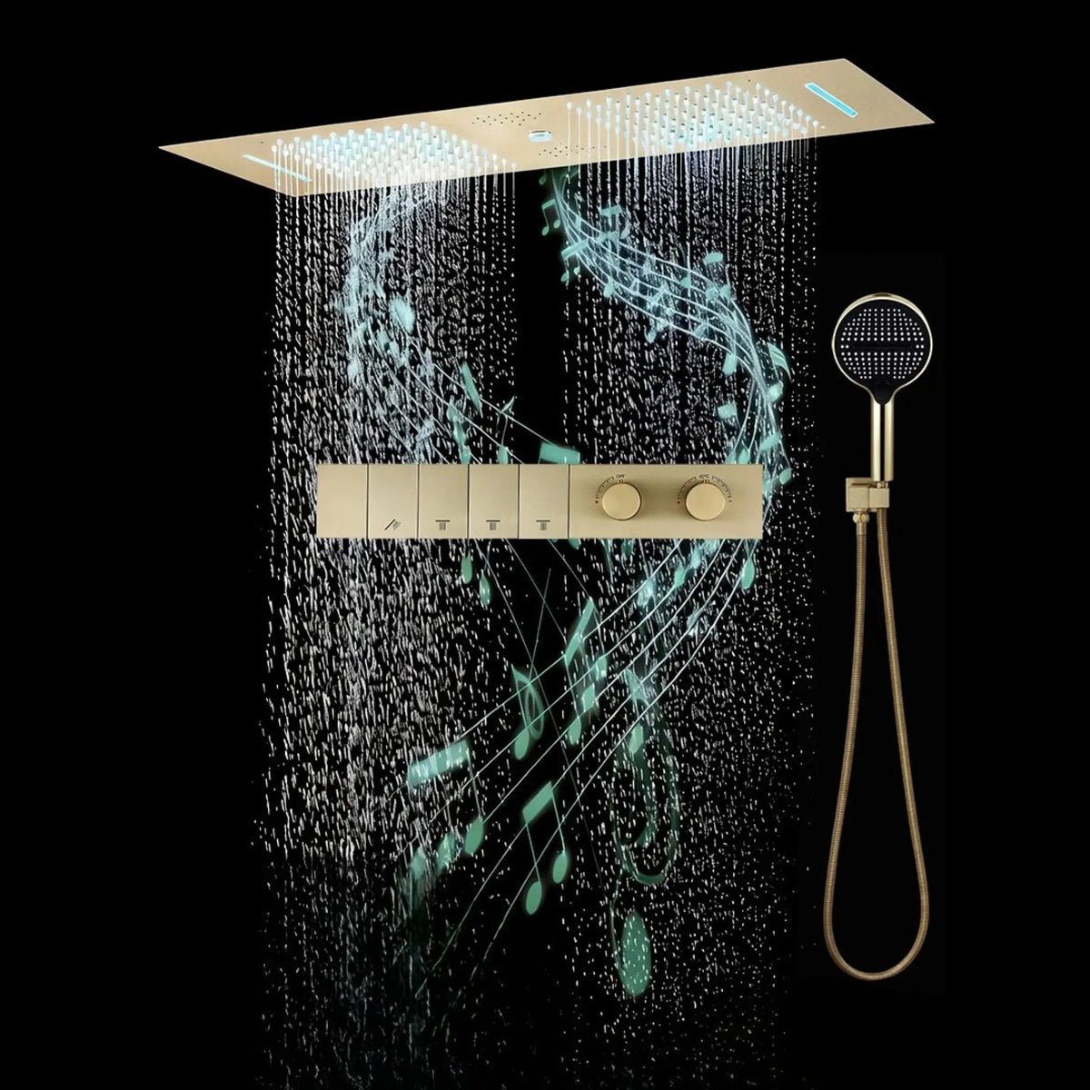 Ducha De Teto Embutir Inox 90x30 LED Bluetooth Spa Majestic