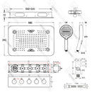 Ducha De Teto Embutir Inox 58x38 LED Bluetooth Spa Vortex