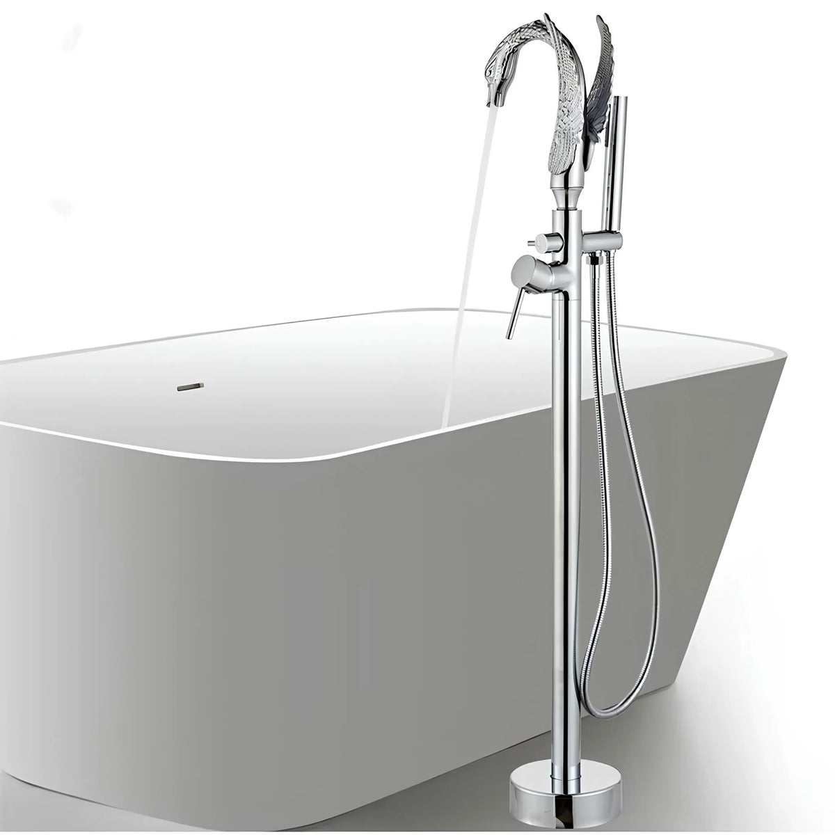Torneira De Piso Para Banheira Monocomando Cisne Contemporâneo