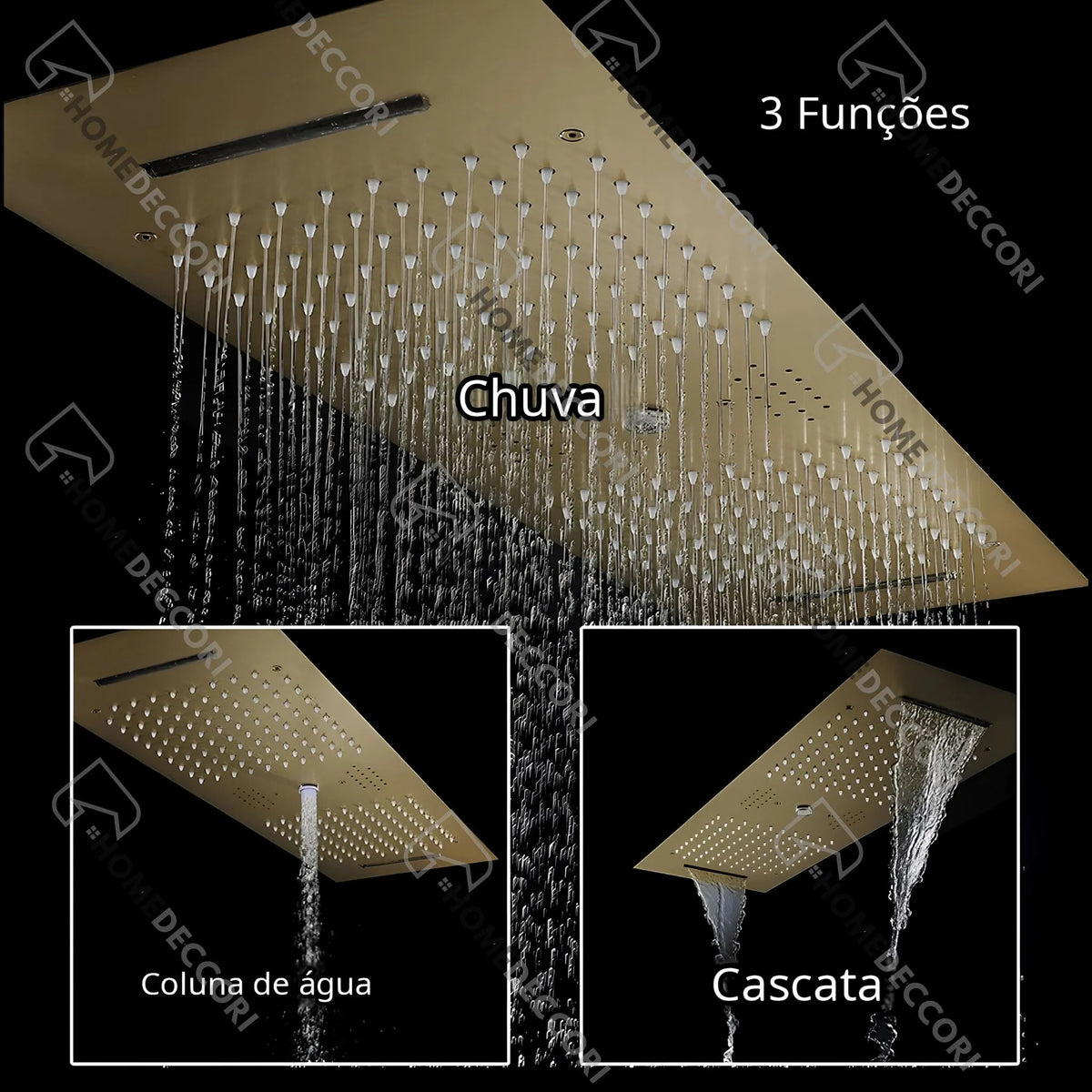 Ducha De Teto Embutir Inox 90x30 LED Bluetooth Jatos Opulence - Homedeccori