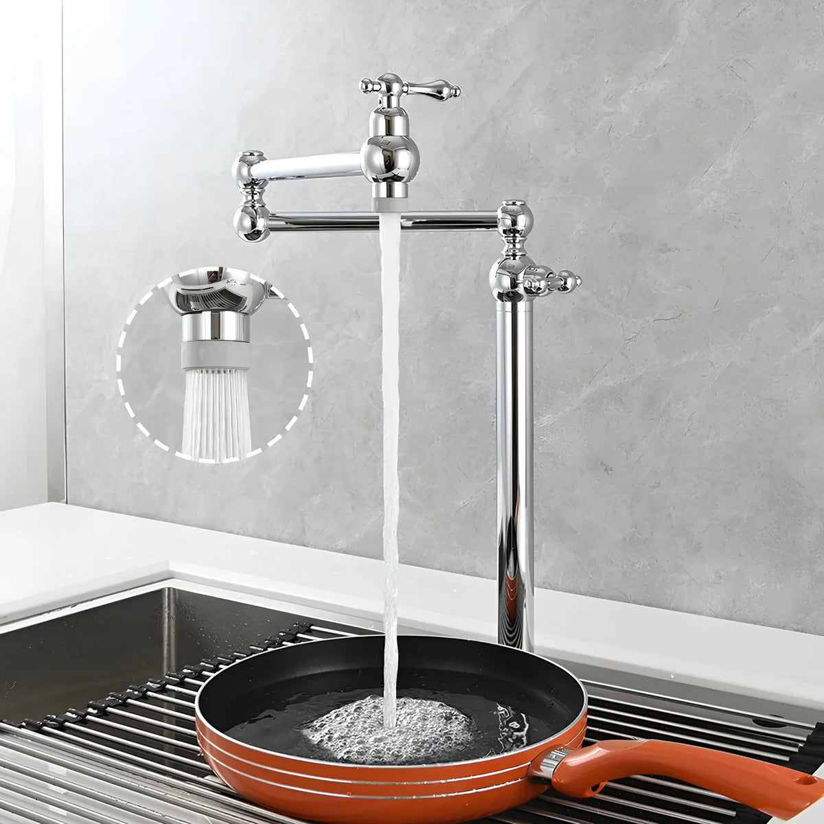 Torneira Gourmet Articulada Dobrável Inox Água Fria Alsácia - Homedeccori