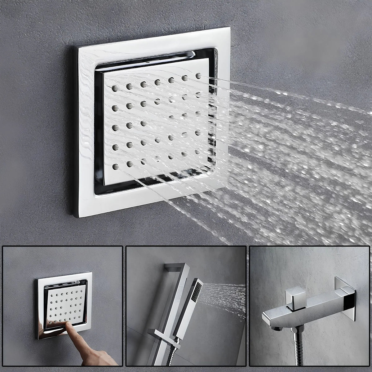 Ducha De Teto Embutir Spa Inox 120x30 LED Bluetooth Sonora - Homedeccori