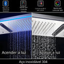 Ducha De Teto Embutir Spa Inox 120x30 LED Bluetooth Sonora