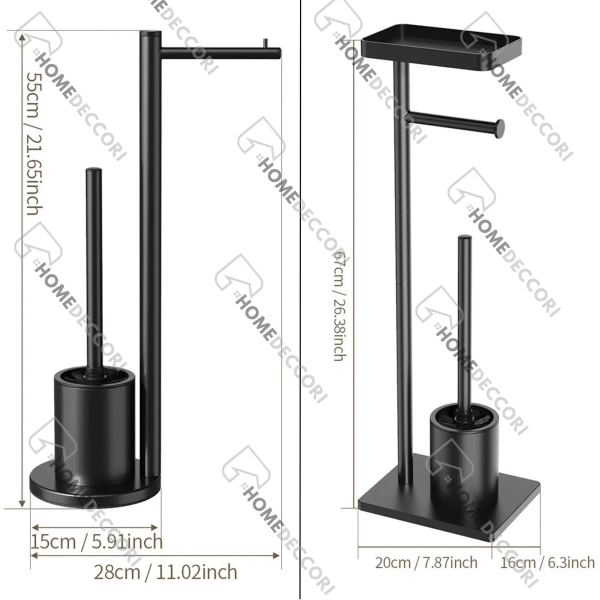 Suporte de Papel Higiênico de Chão Inox Preto Fosco Oslo