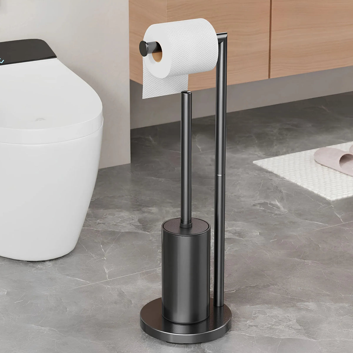 Suporte de Papel Higiênico de Chão Inox Dourado Torino
