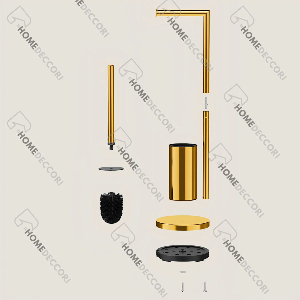 Suporte de Papel Higiênico de Chão Inox Dourado Torino