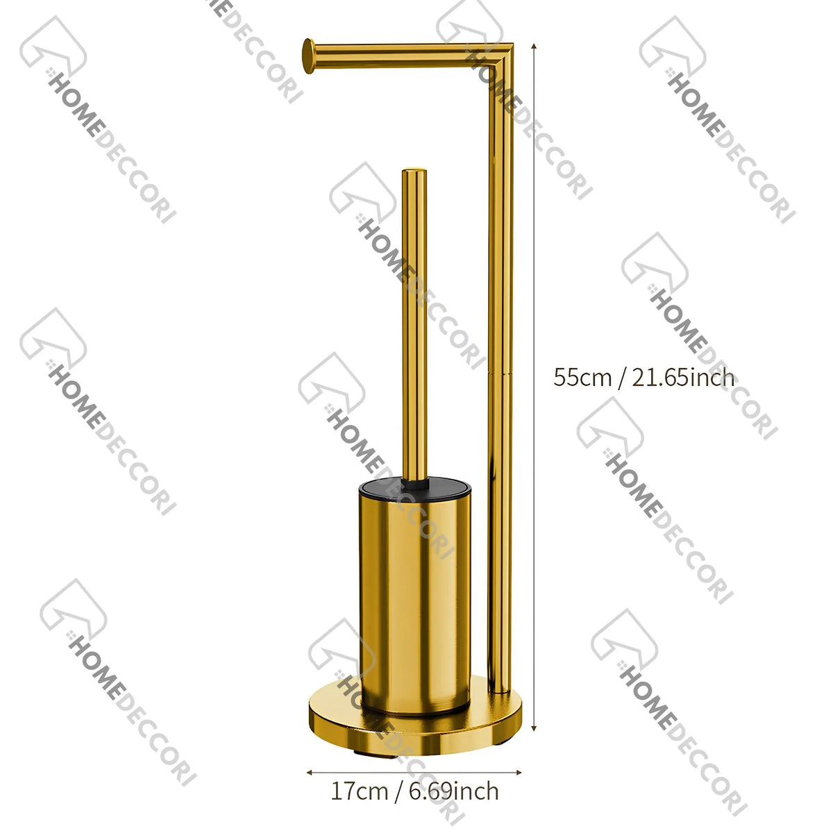 Suporte de Papel Higiênico de Chão Inox Dourado Torino