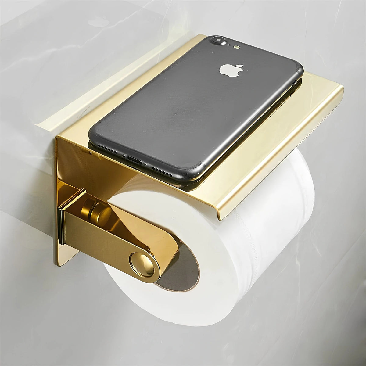 Porta Papel Higiênico de Parede Inox Dourado Duplo Livorno